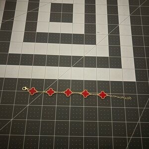 Chic Red and Gold laminated Clover Bracelet